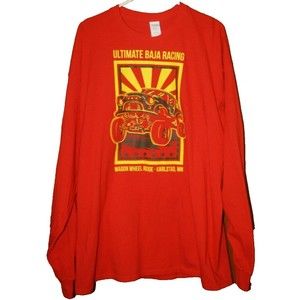 Ultimate Baja Racing Men's LS T-Shirt Sz 2XL Red Yellow Sports Cotton Gildan EUC